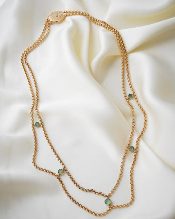 Natural emerald necklace in 18K gold