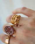 Huge Antique Carnelian AR or RA Signet Ring 18K Gold 1932
