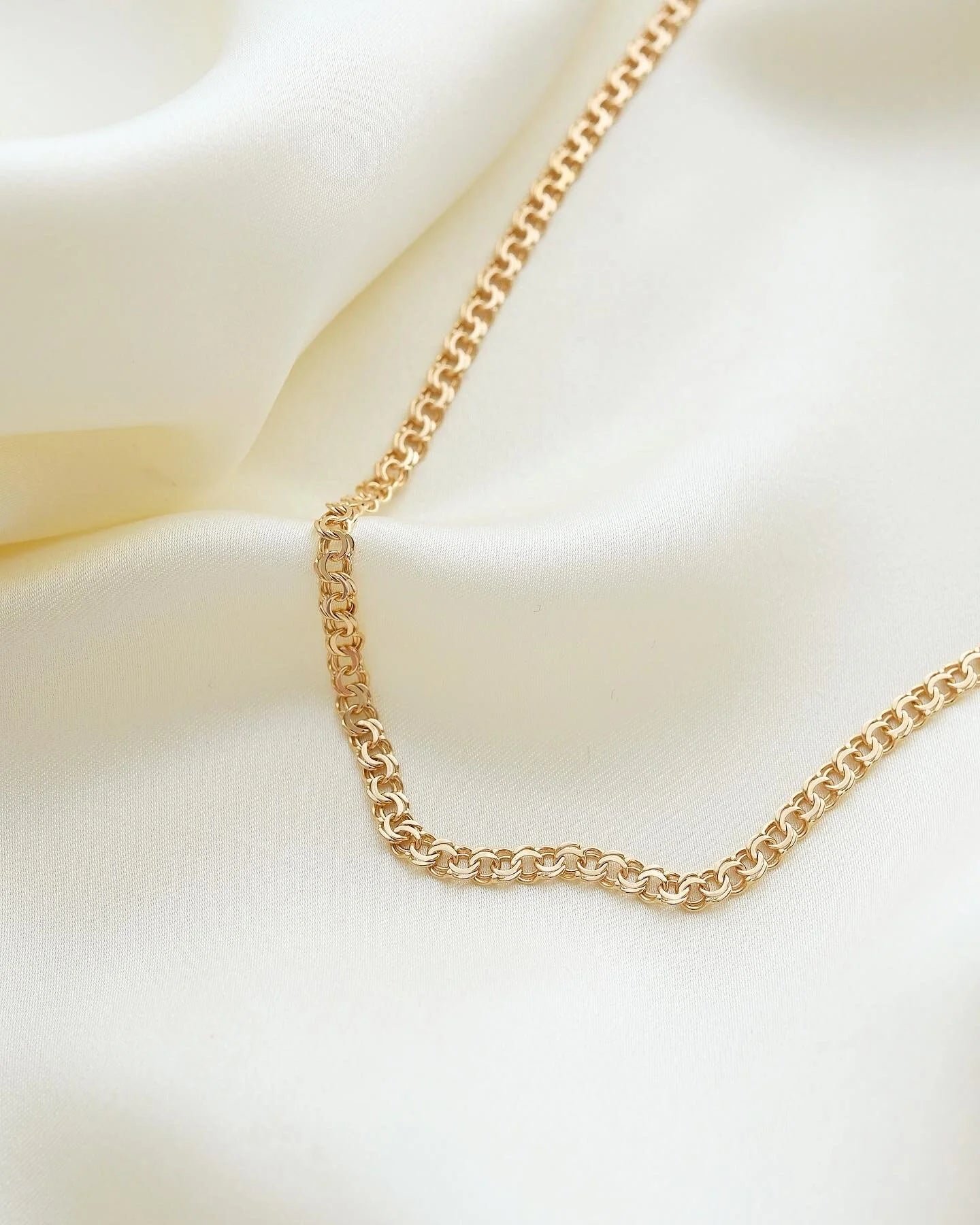 Irresistible Swedish Baby Brick Link Necklace by Ceson 18K Gold