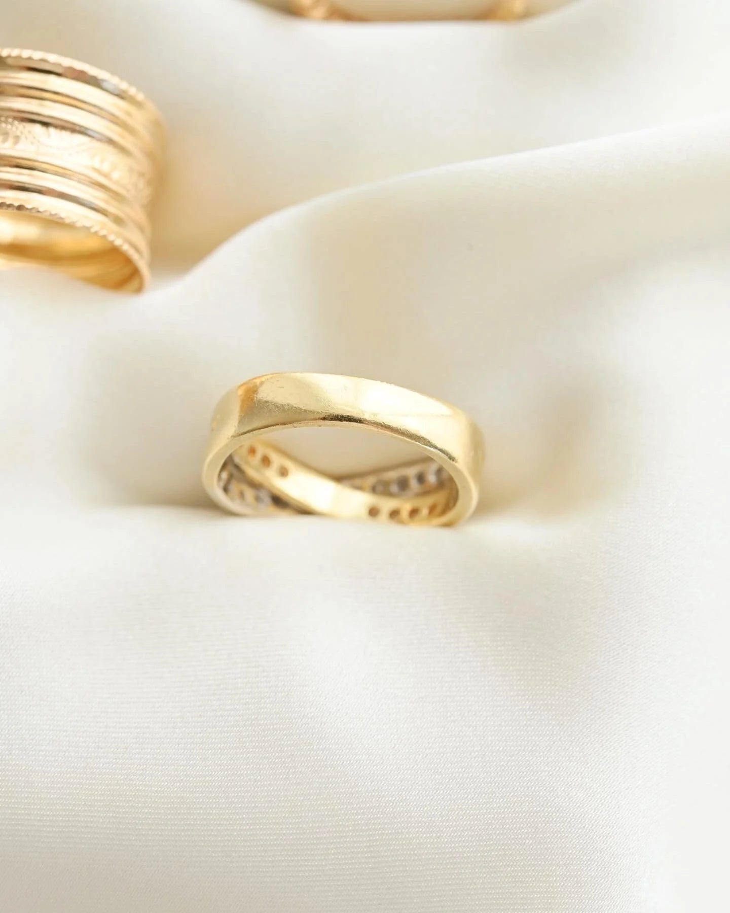Two Toned Swedish Vintage Cross Ring 18K Gold