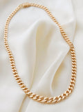 Sublime Big Double Sided Flat/Rounded Curb Link Necklace 18K Gold 1970s