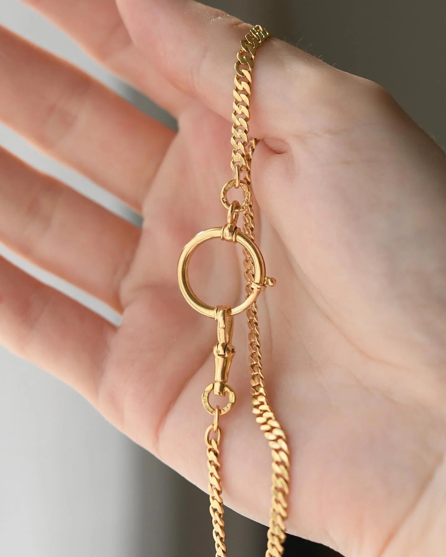 10.4 inches Antique Watch Chain 18K Gold 1938