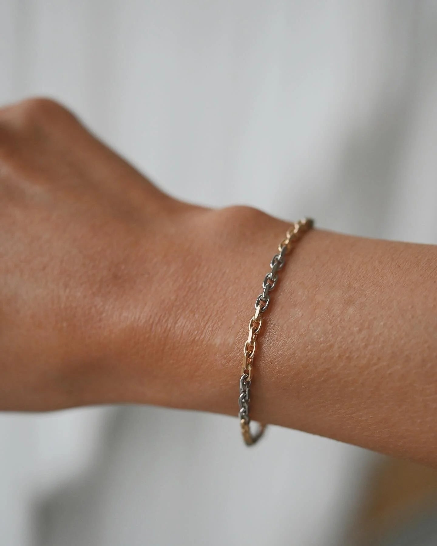 Perfect Two Tone 18K Gold Biker Link Bracelet Swedish Vintage