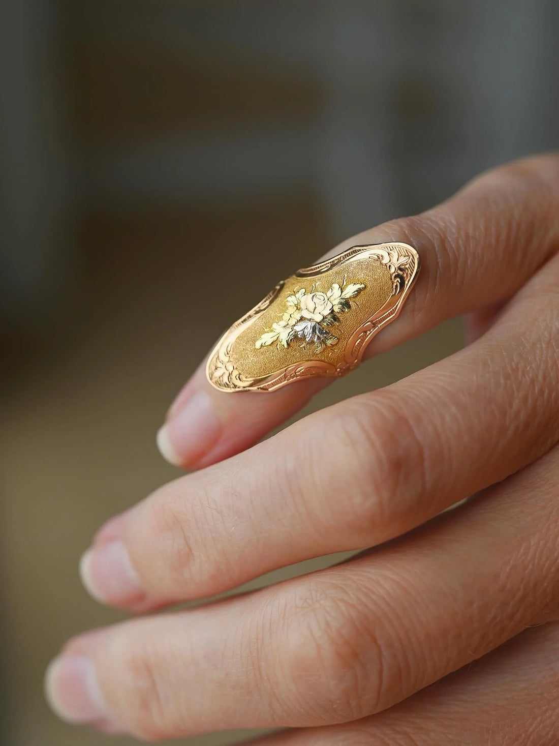 Tri-color Antique Seamstress Ring 18K Gold 1890
