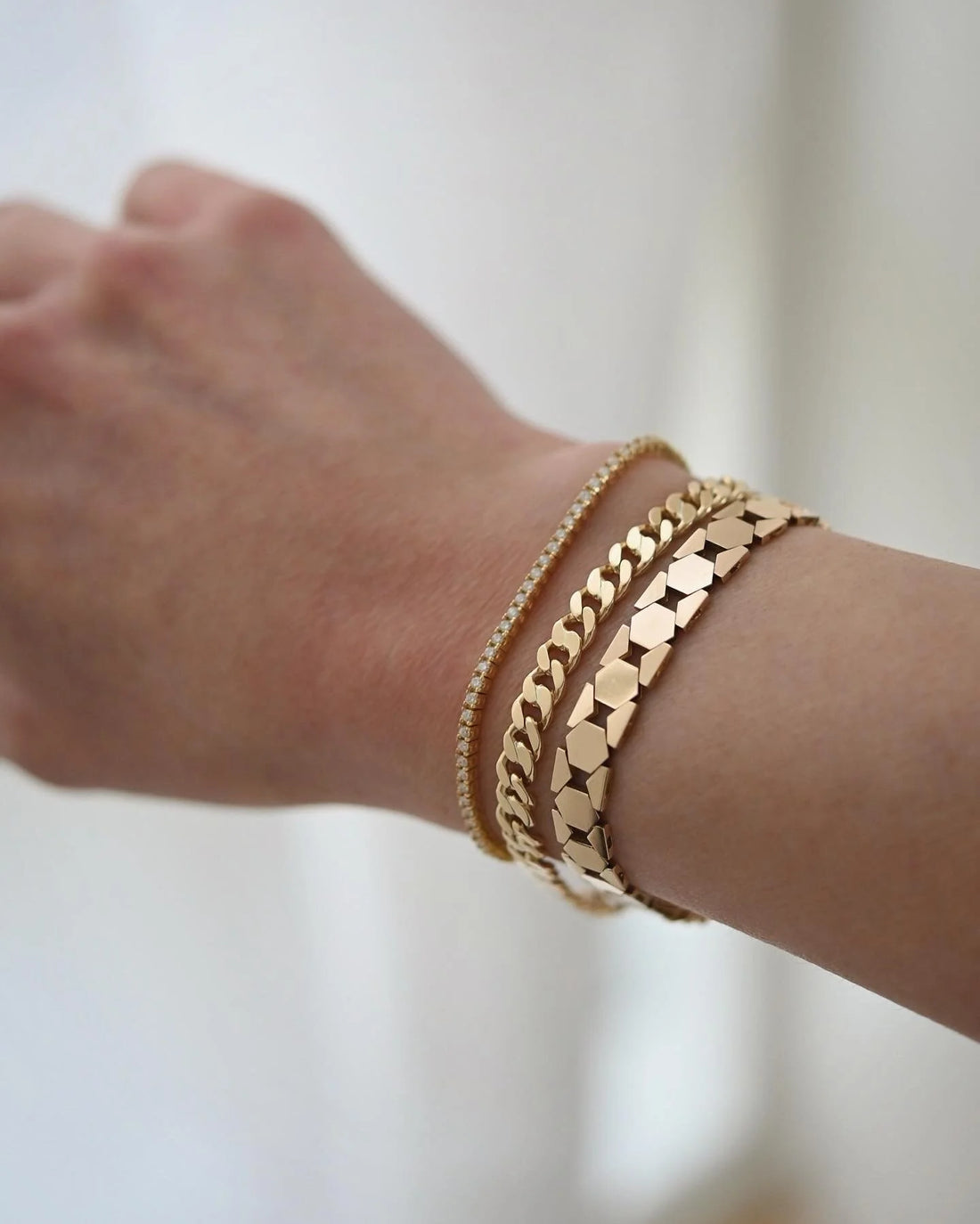 Rare Danish Mid Century Link Bracelet 14K Gold 1970