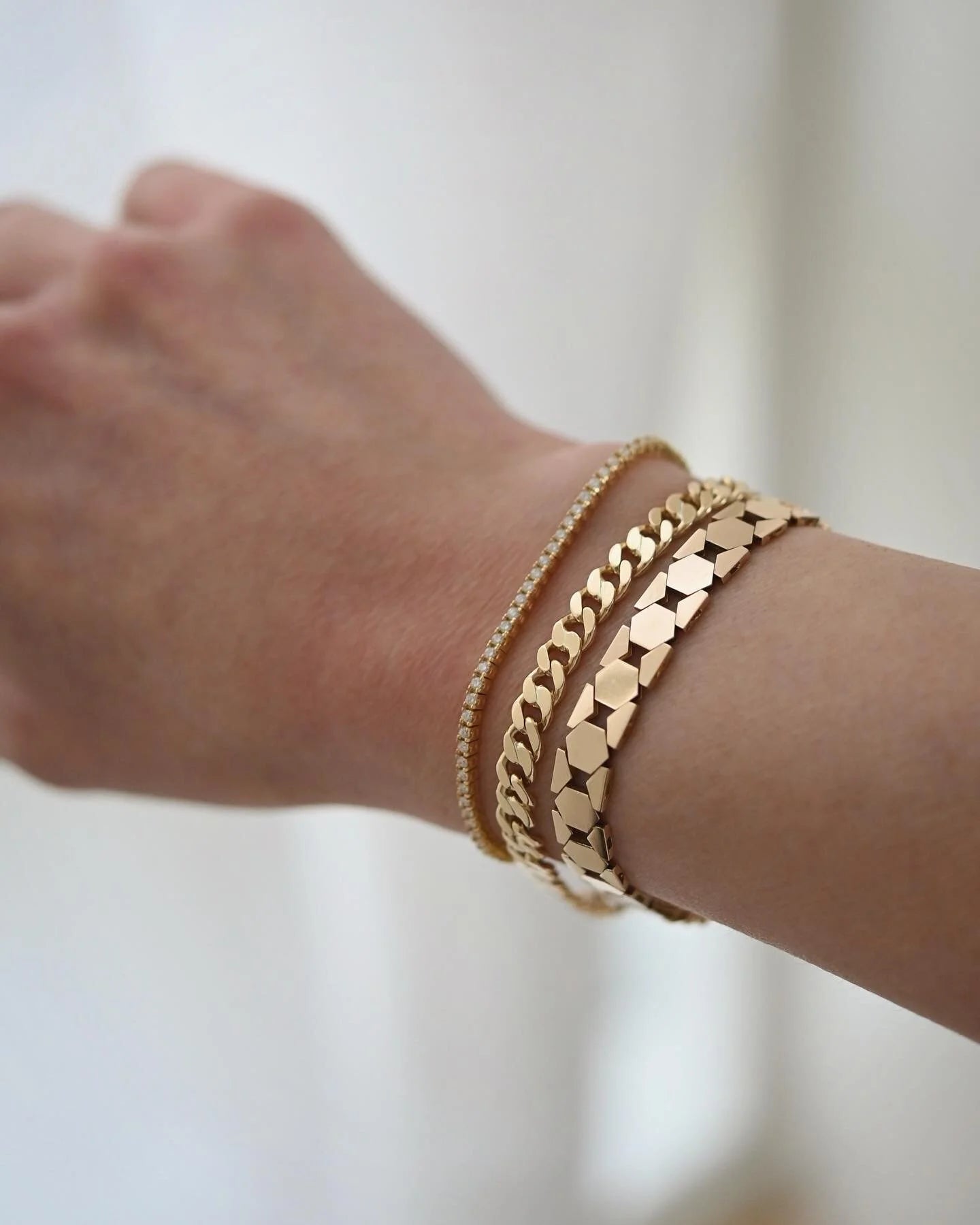 Rare Danish Mid Century Link Bracelet 14K Gold 1970