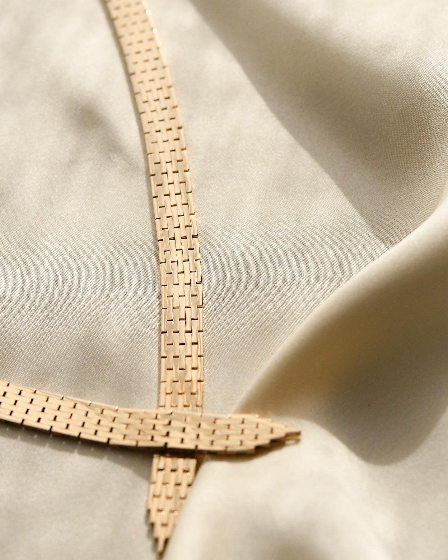 Sexy Brick Link Necklace 14K Gold 1960s