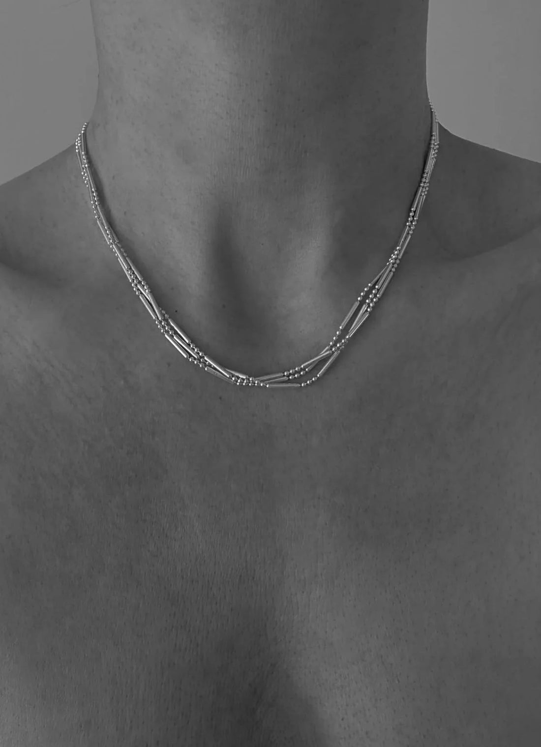 Glowing Triple Strand Necklace Sterling Silver