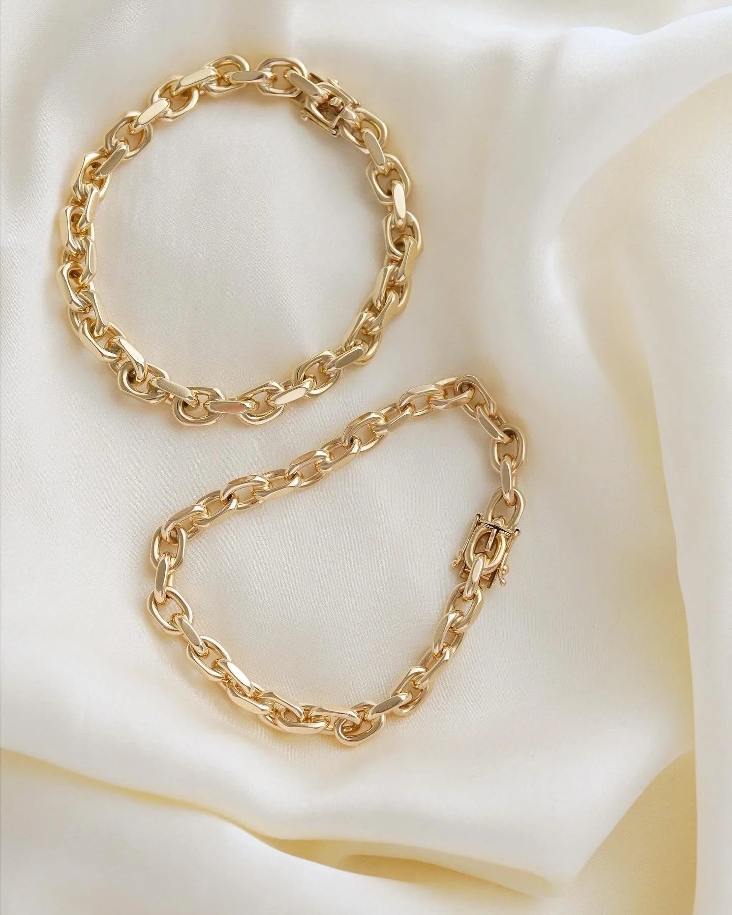 Amazing Danish Vintage Biker Link Bracelets 14K Gold