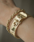 Sublime Engraved Buckle Bangle 14K First Half 1900s