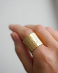 ML / JW Vintage Monogram Ring Rare Super Wide 18K Gold 1978