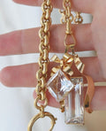 One left! Huge Amazing Swedish Vintage Pendants Rock Crystal 18K Gold 1950s