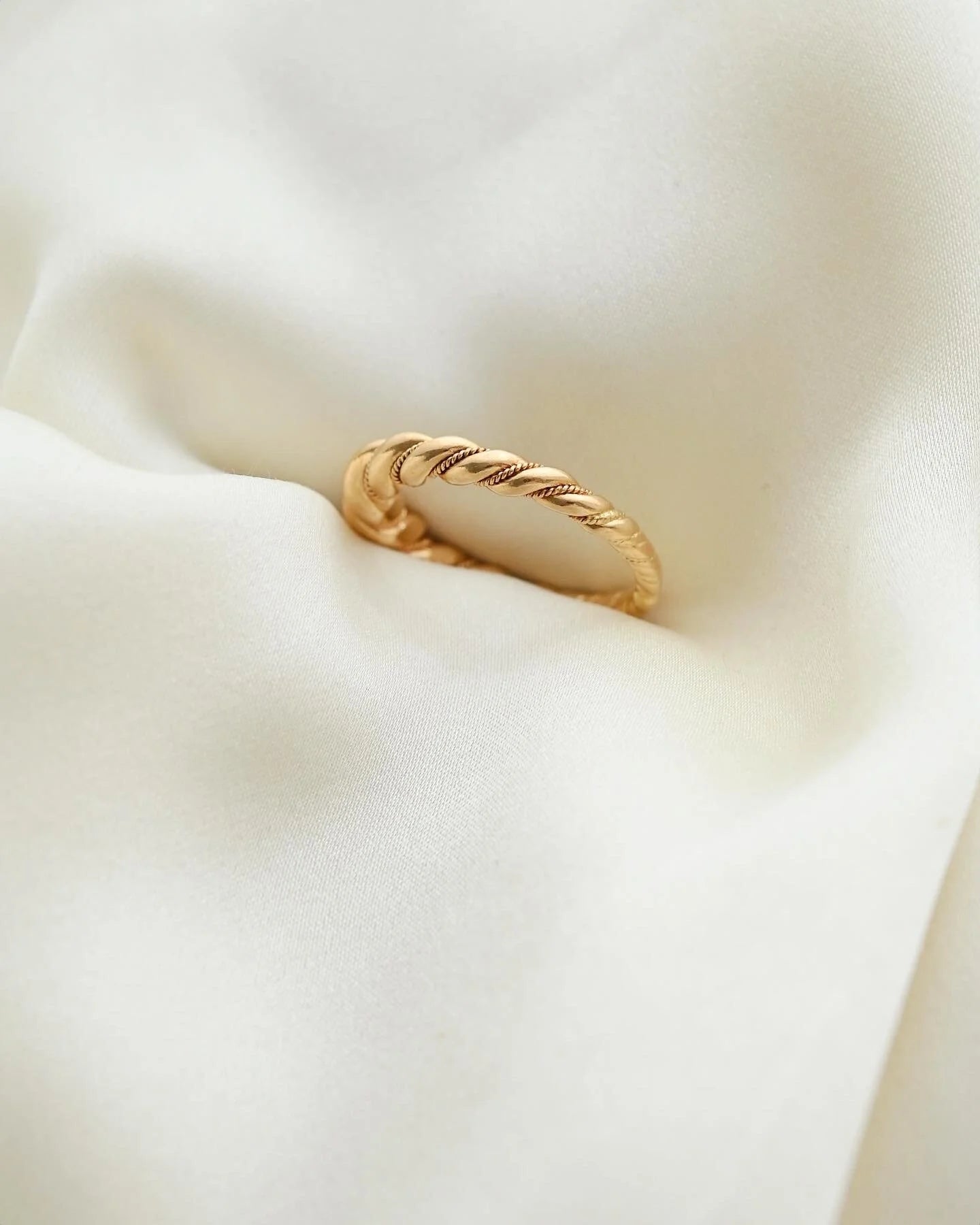 Hidden Heart ❤️ Braided Croissant Ring 18K Gold