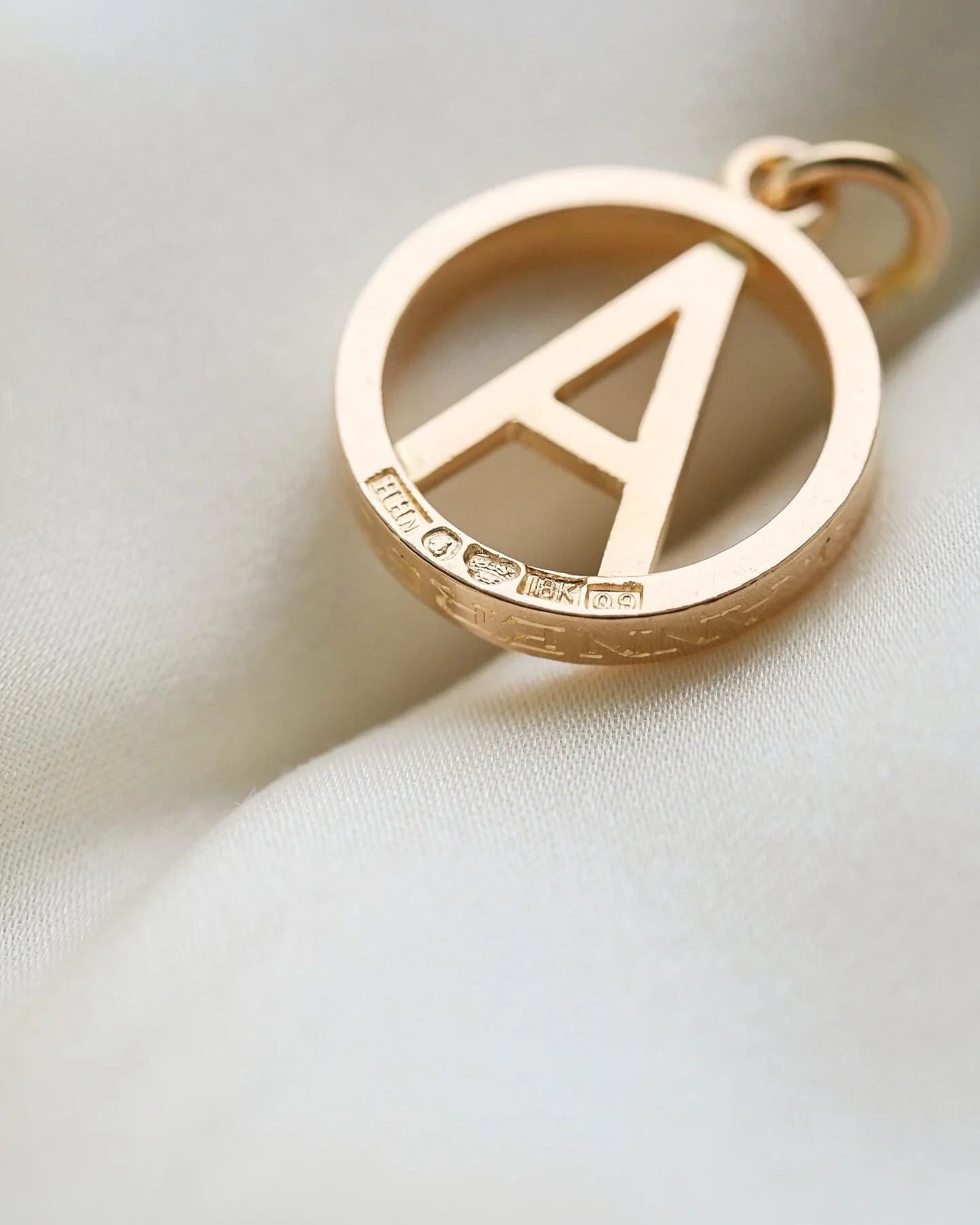Swedish Vintage Letter A Pendant by Harry Hermansson 18K Gold 1966