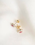 Darling Pair of Heart Ruby x Diamond Earrings 18K Gold Vintage