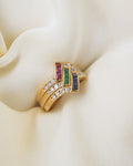 Diamond x Ruby x Sapphire x Emerald Harem Ring 18K Gold