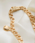 7.75 Inches Sea Shell Pearl Charm Bracelet Vintage 18K Gold 1964 Sweden
