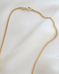 Long Wrap Around Once or Twice 27.4 Inches Faceted Italian Curb Link Necklace 18K Gold