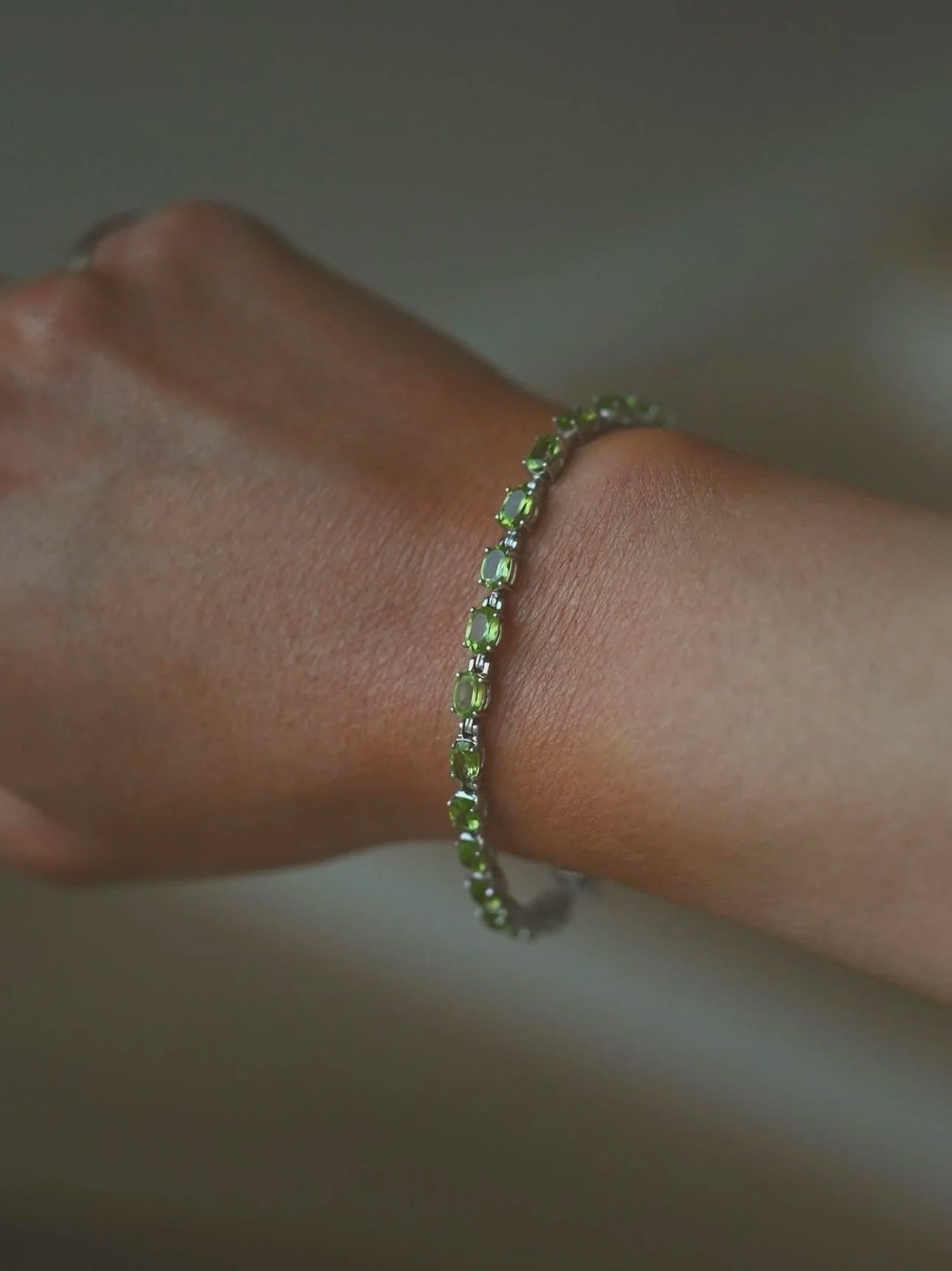Beautiful Rare Peridot Tennis Bracelet Sterling Silver Sweden