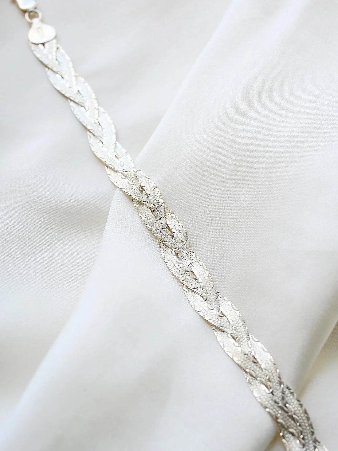 Gorg Vintage Silver Braided Florentine Pattern Bracelet Sterling Silver Denmark Mid 1900s