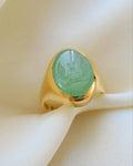 Rare Chrysoprase Signet Ring 18K Gold 1970