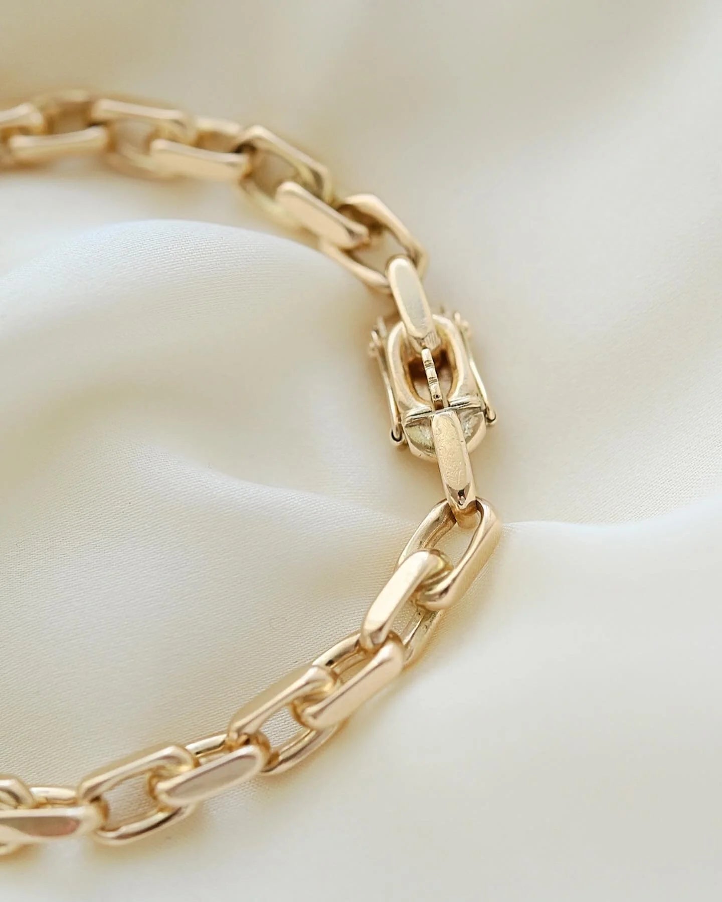 Gorg Heavy Danish Vintage Anchor Link Bracelet 14K Gold 1970s