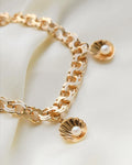 7.75 Inches Sea Shell Pearl Charm Bracelet Vintage 18K Gold 1964 Sweden