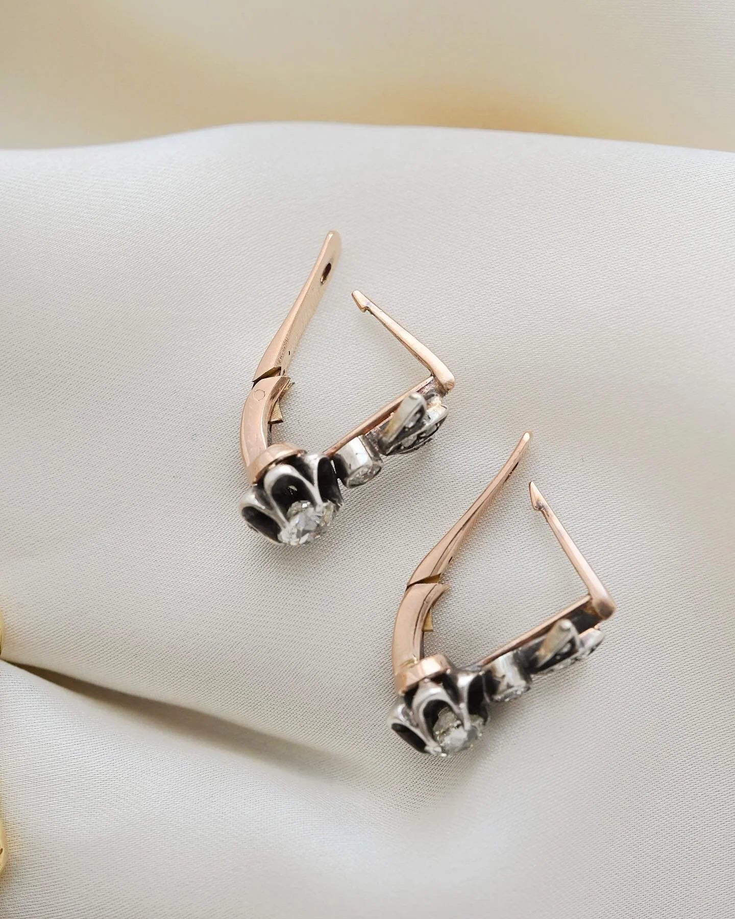 The Sweetest Antique Old Cut Diamond Earrings 18K Gold