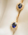 Timeless Diamond x Sapphire Cluster Danglers 18K Gold 1980s