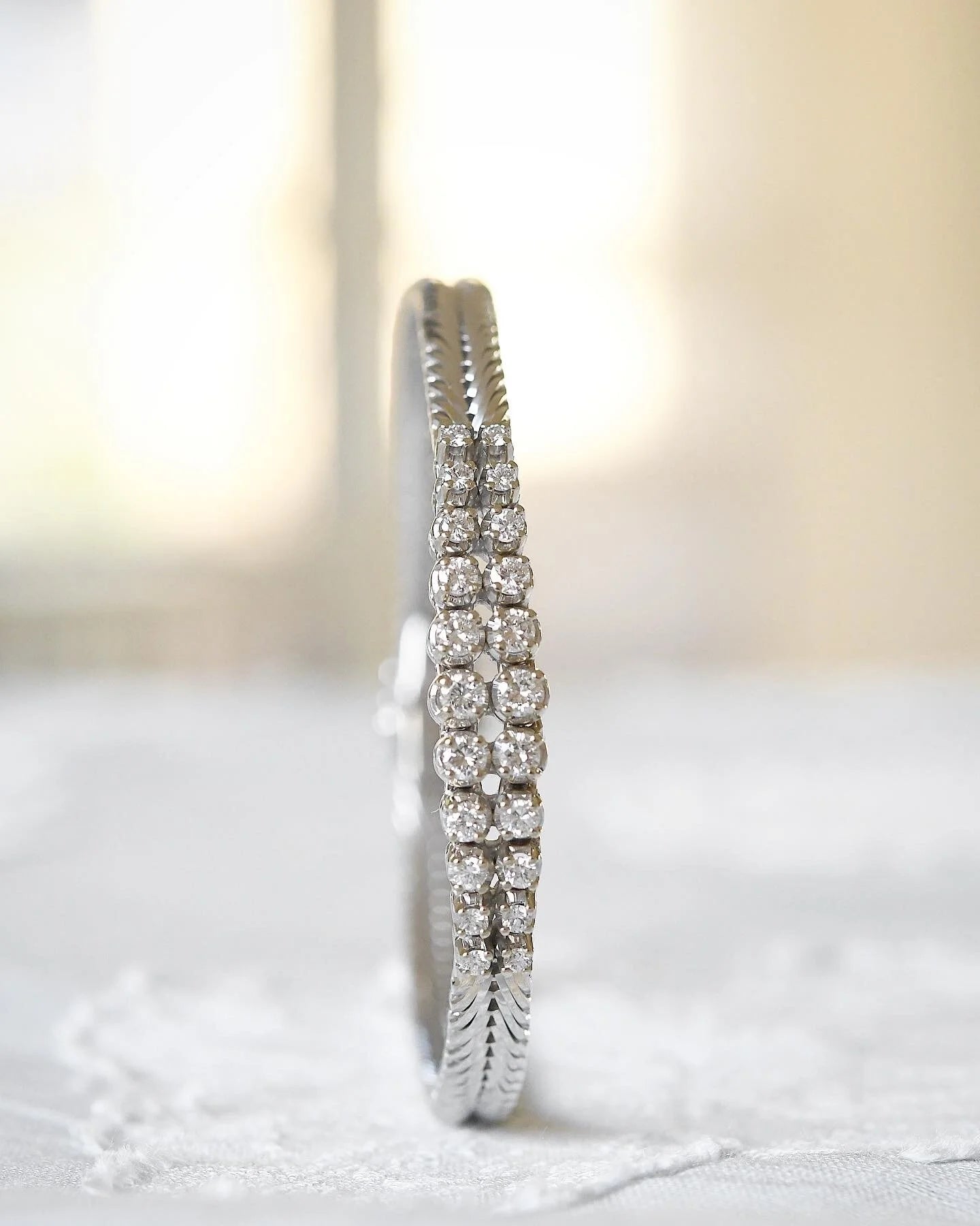 Special Danish 1.20ct Diamond Bracelet 18K White Gold 26grams