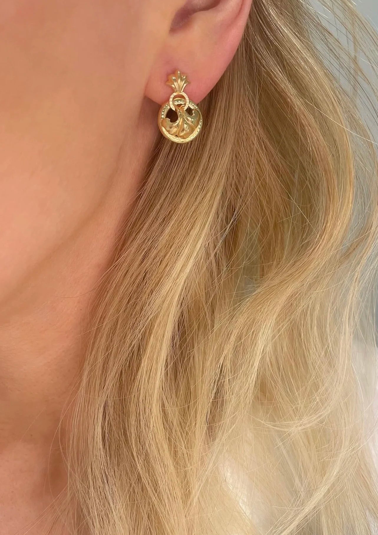 Two-in-One Elegant Vintage Earrings 18K Gold Sweden 1950s