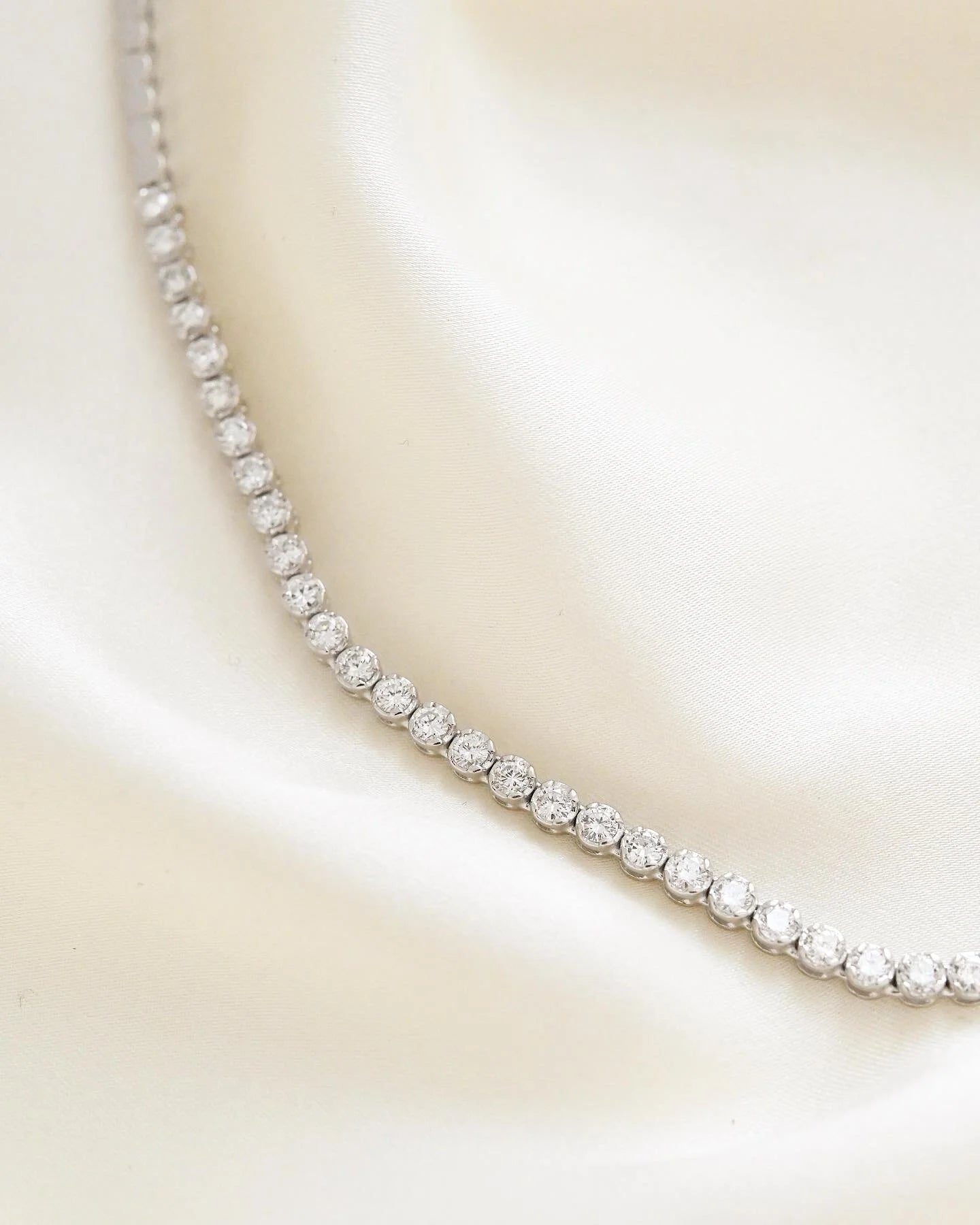 The Diamond Tennis Necklace of Your Dreams 3.50 Carats 18K White Gold