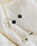Amazing Georg Jensen Vintage Bangles with Black Agate Sterling Silver