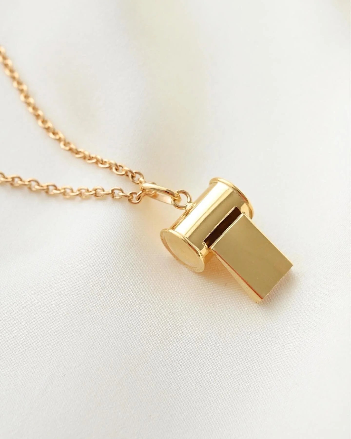 The Cutest Pendant of All A Swedish Vintage Mini Whistle Pendant on Chain 18K Gold