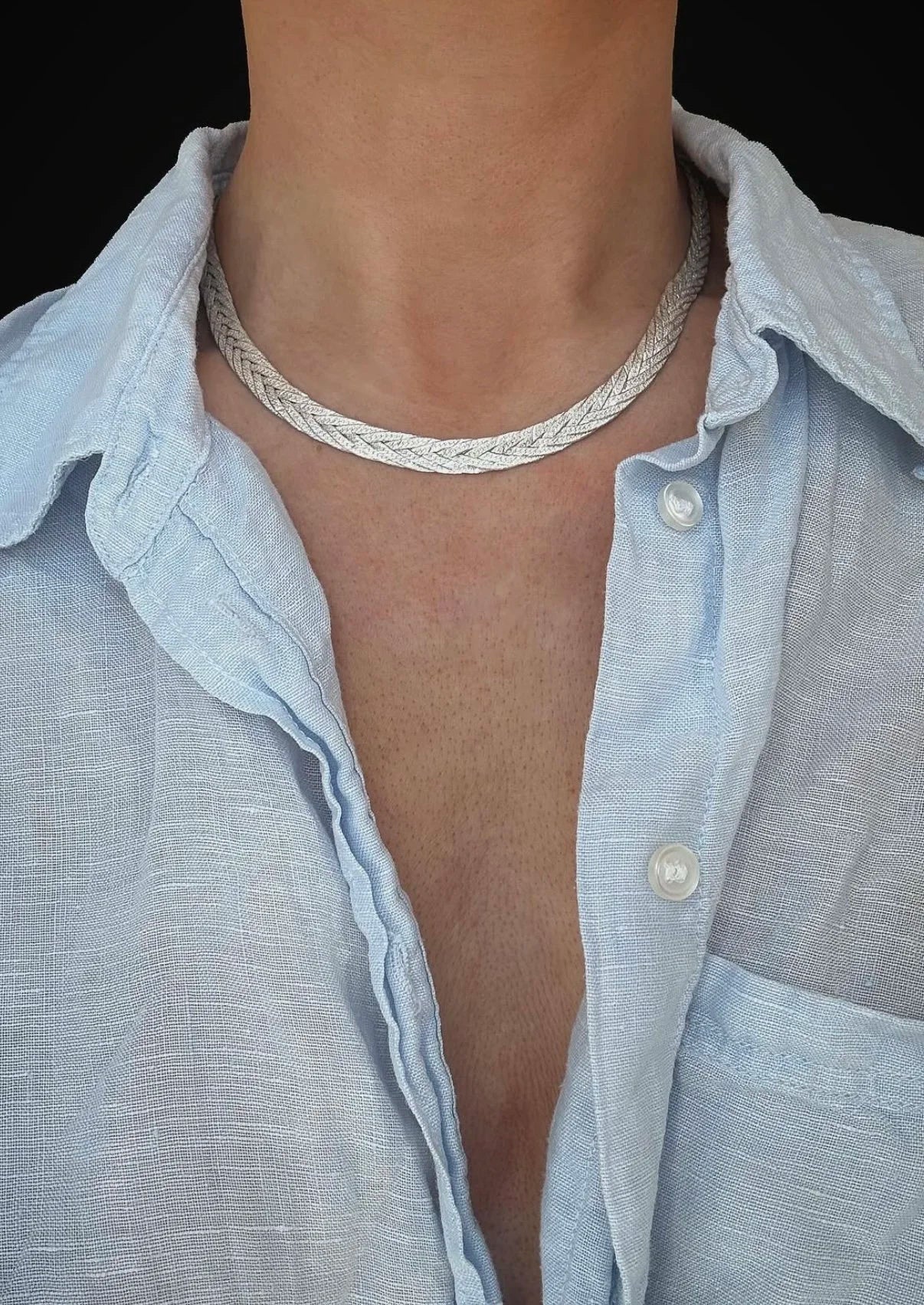 Stunning Weaved Herringbone Necklace Silver Vintage 1960s