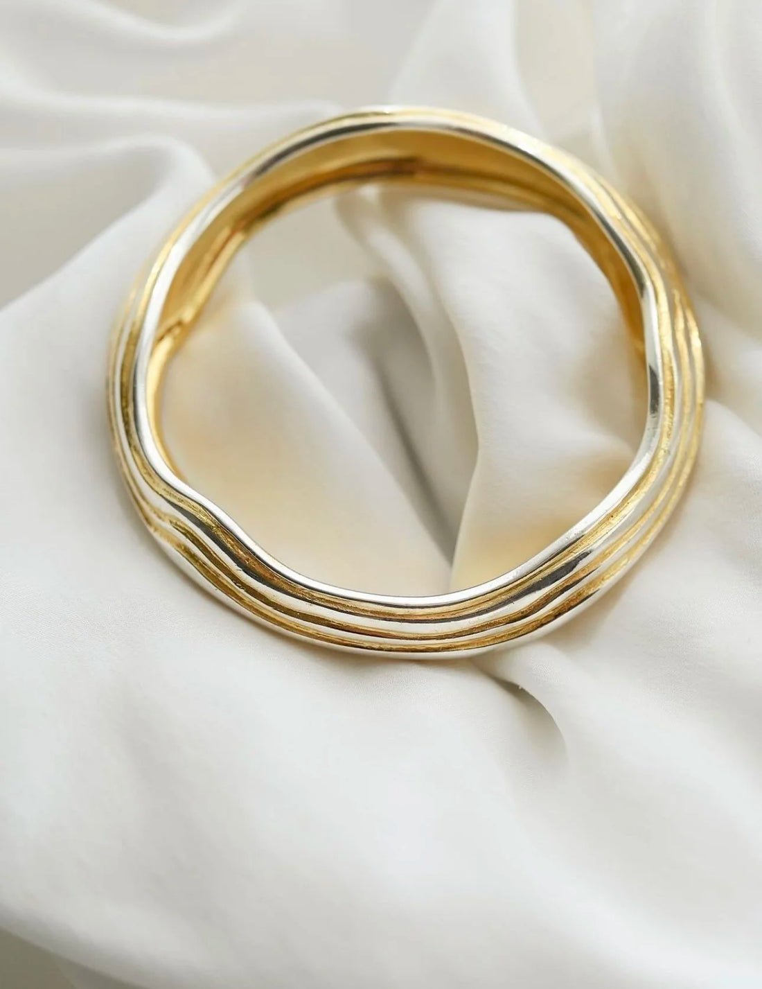 Rare Collectors Vintage Georg Jensen Bangle Bracelet High Carat Gold Over Sterling Silver 89 Grams