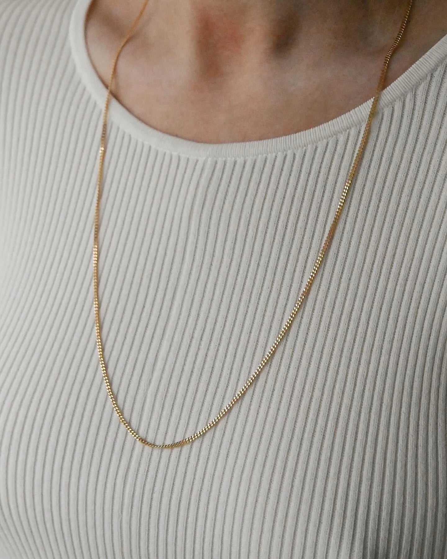 Two-in-One Long Vintage Curb Chain 18K Gold Italian Vintage
