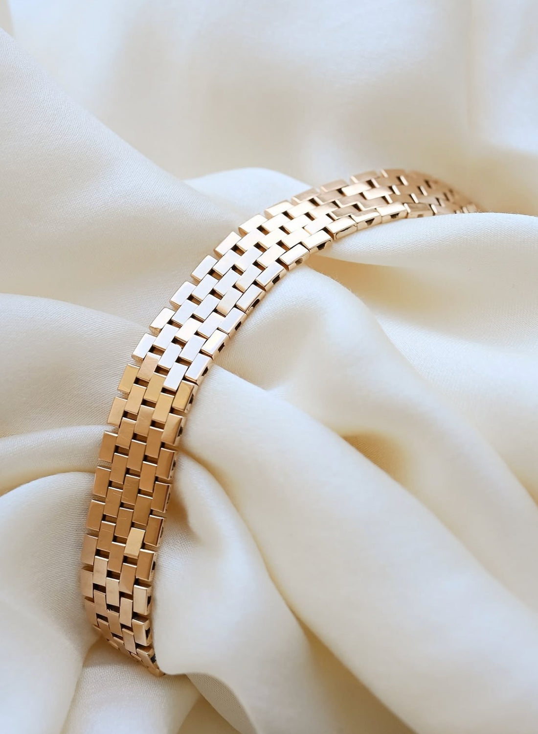 Super Rare Liquid Brick Link Bracelet Vintage 18K Gold 7.5 Inches