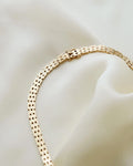 15.15 Inches Graduated Cleopatra Brick Link Necklace 14K Gold 1960
