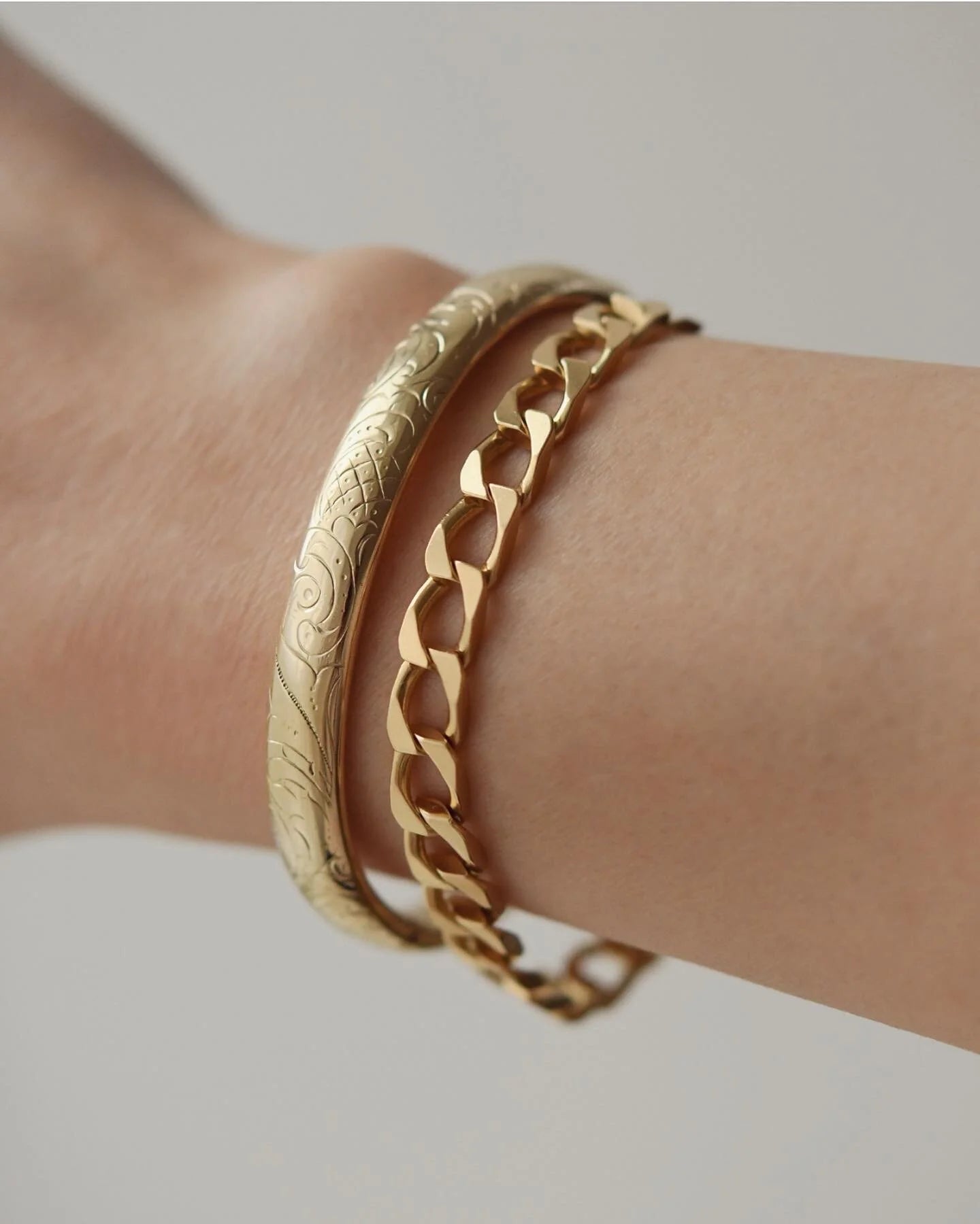 Amazing Rare Square Curb Link Bracelet 18K Gold 1970s