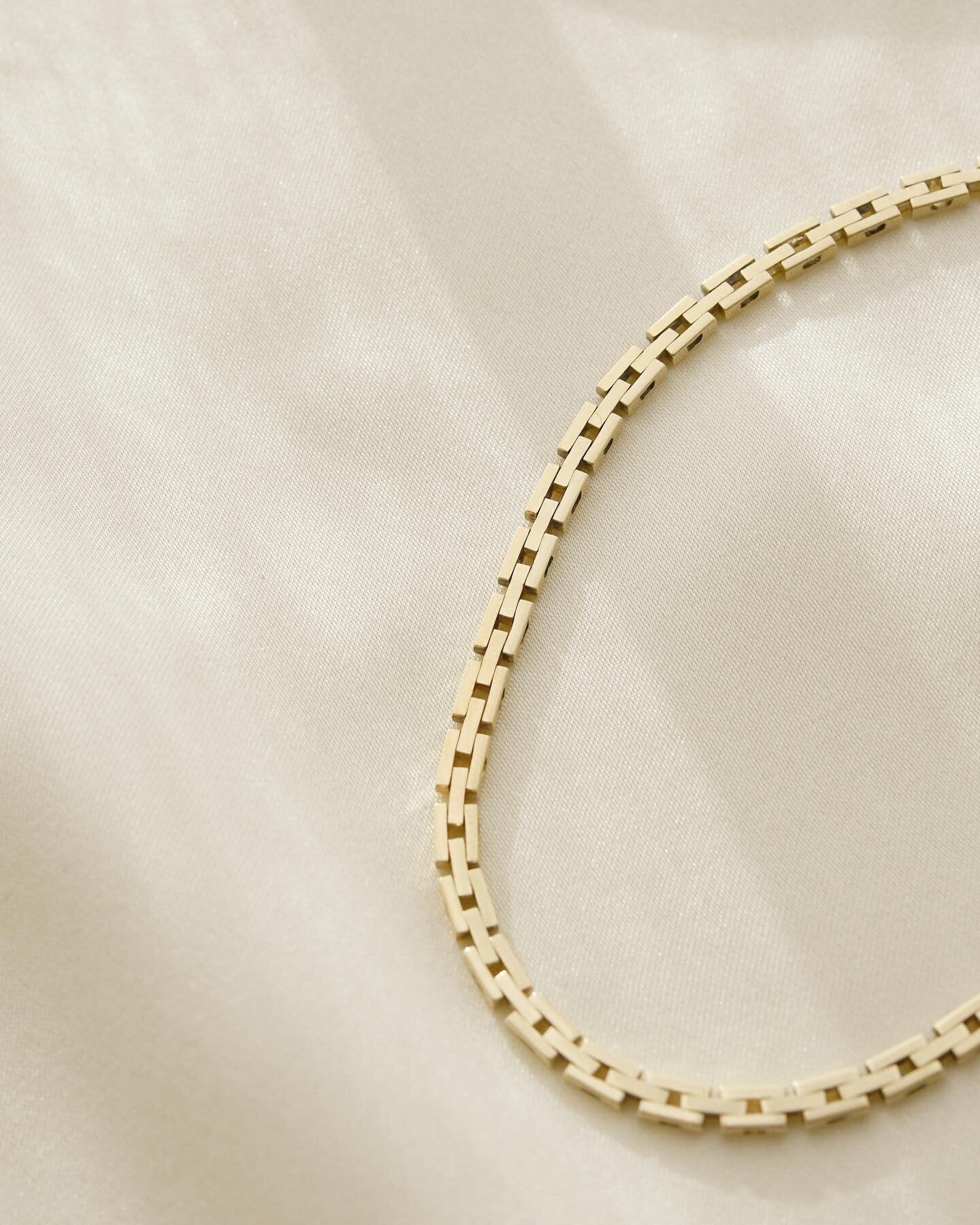Baby Brick Link Bracelet 14K Gold 1950s