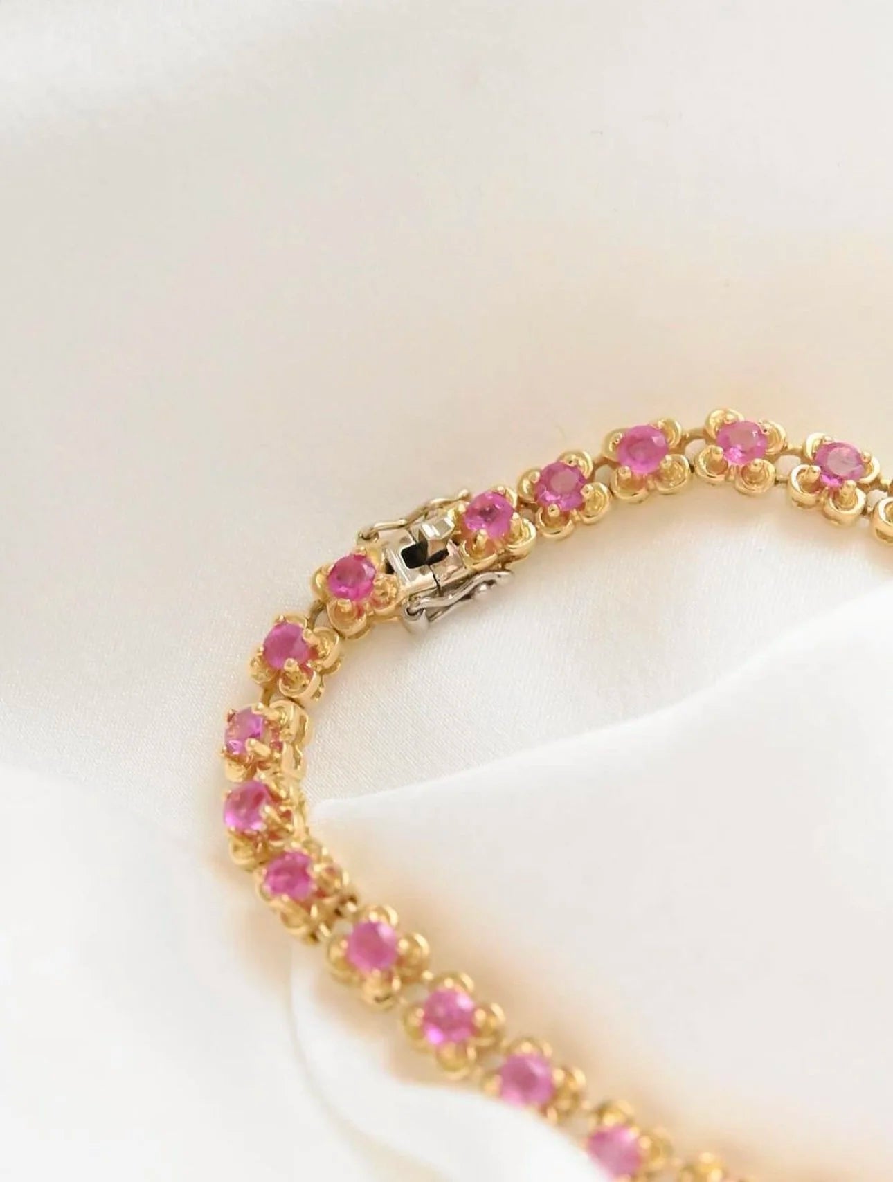 Extraordinary Rare Natural Ruby Tennis Bracelet 18K Solid Gold