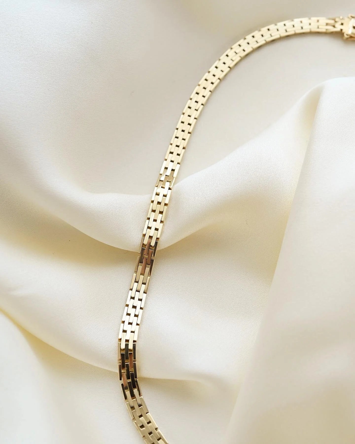 Stylish Danish Brick Link Necklace by N.C. Nielsen 14K Gold 1965