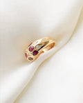 Exquisite Vintage Estate Dome Ring w Rubies and Diamonds 18K Gold