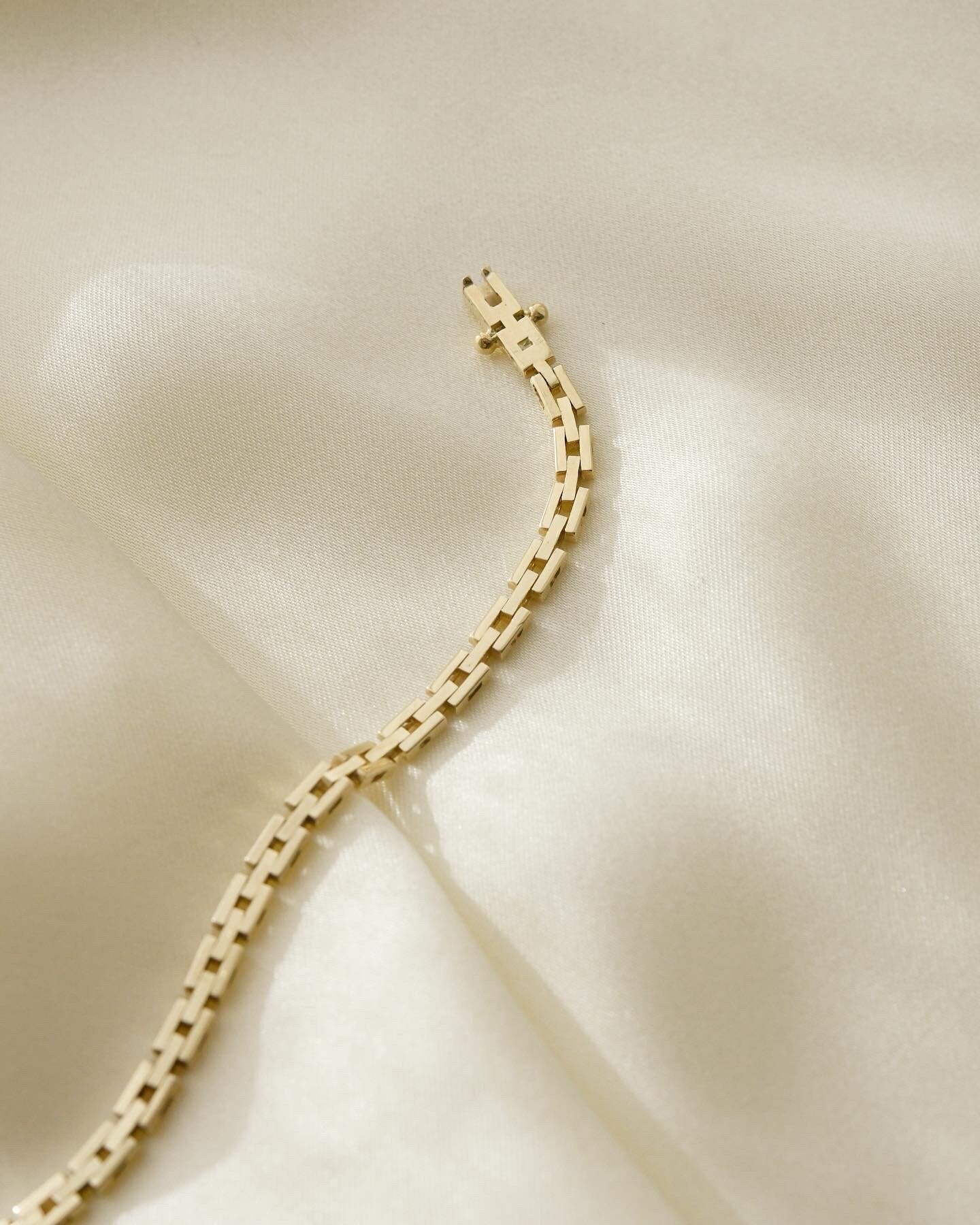 Baby Brick Link Bracelet 14K Gold 1950s