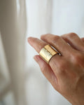 ML / JW Vintage Monogram Ring Rare Super Wide 18K Gold 1978