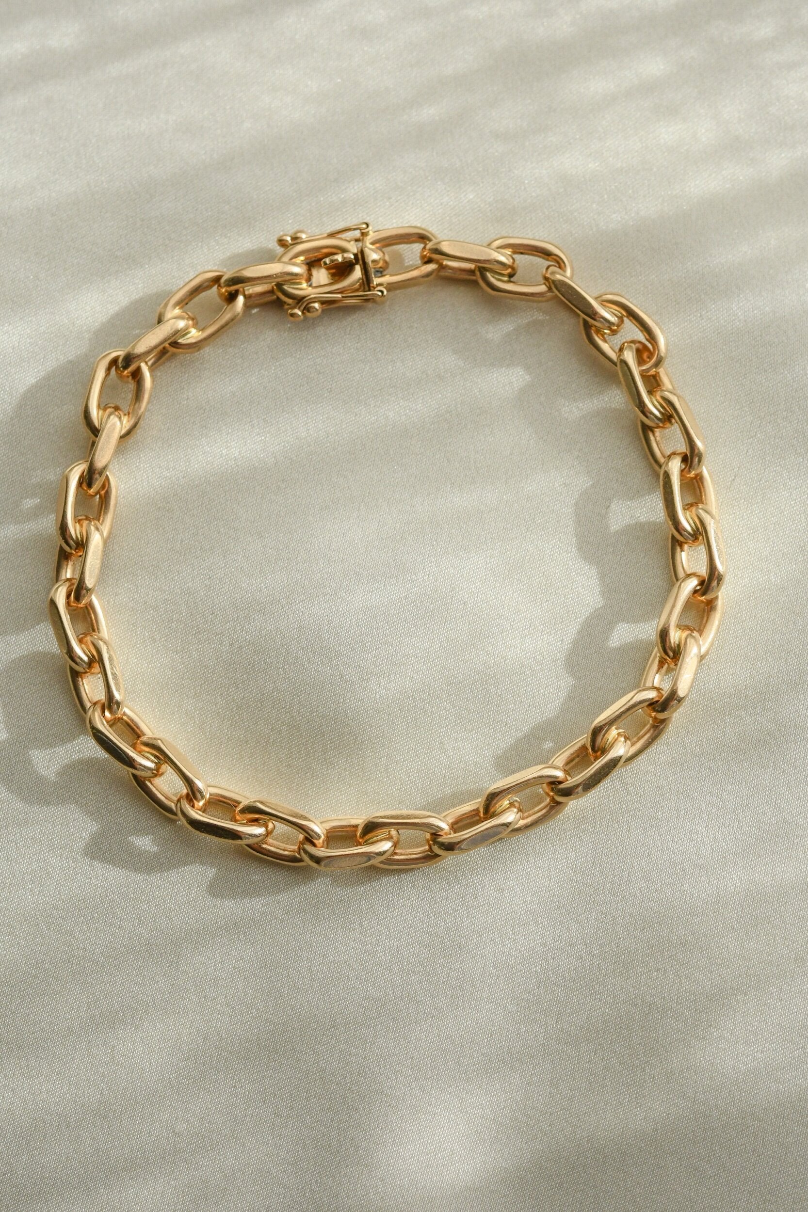 Sublime Heavy Sizeable Danish Anchor Link Bracelet 14K Gold