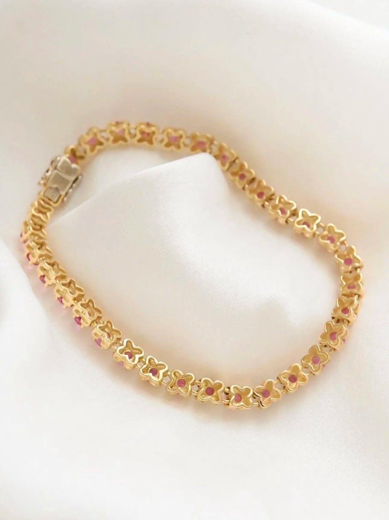 Extraordinary Rare Natural Ruby Tennis Bracelet 18K Solid Gold