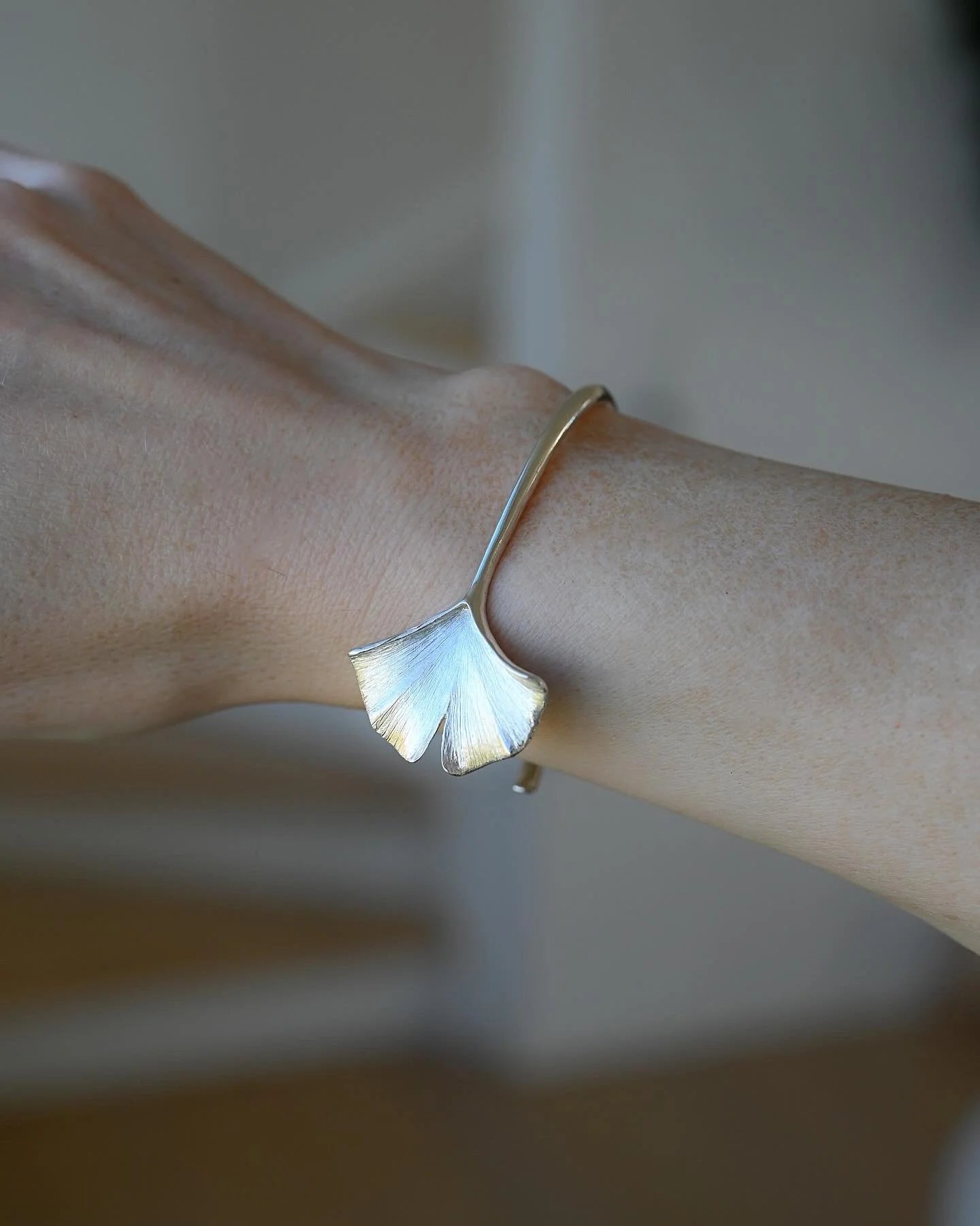 Dreamy Ginkgo Demi-parure W Cuff, Earrings and Ring