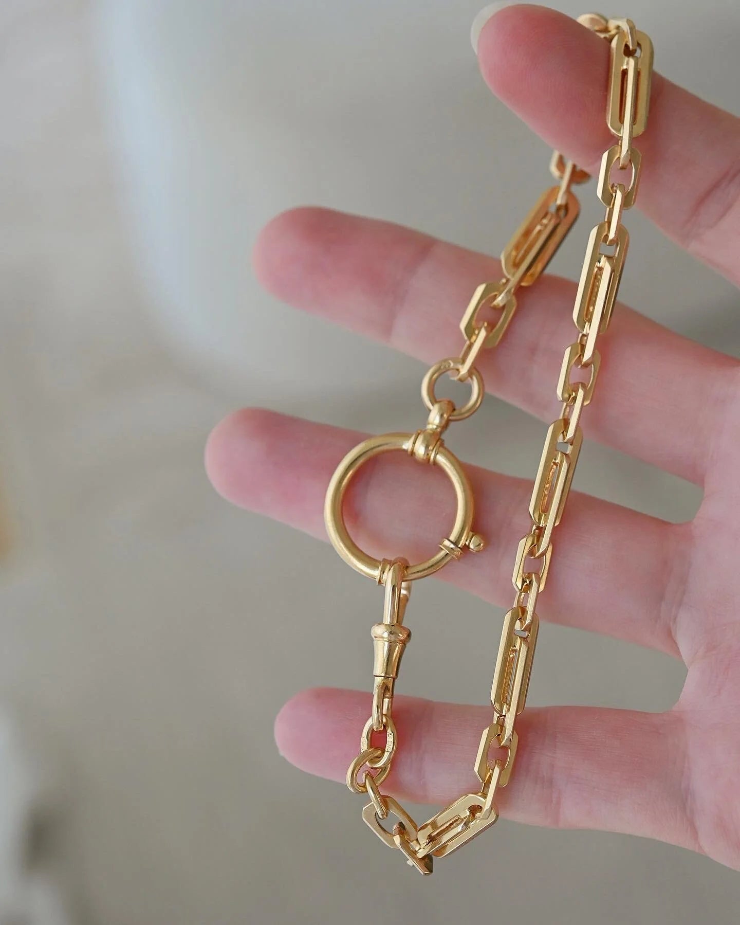 Sublime Antique Swedish Fancy Link Watch Chain 18K Gold